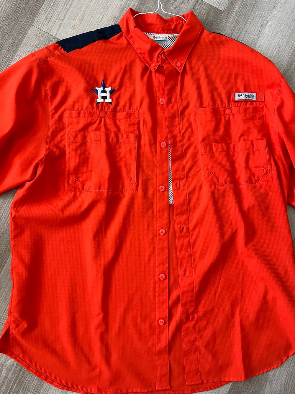 Columbia PFG Houston Astros Orange Short-Sleeve Fishing Shirt